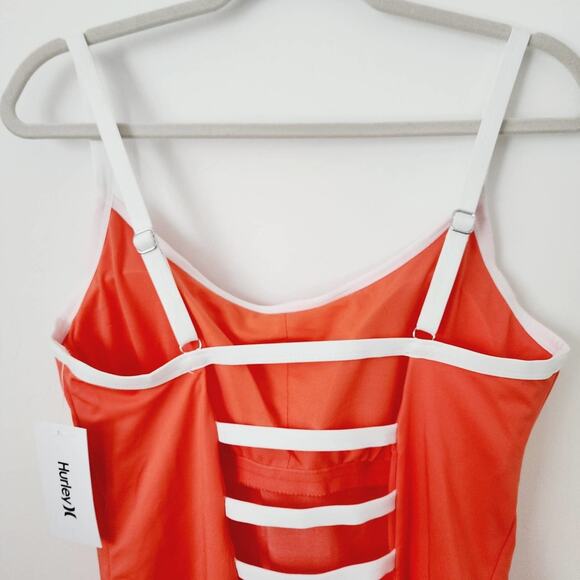 Hurley Coral Orange & White Logo One-Piece Swimsuit  2X - Picture 2 of 4